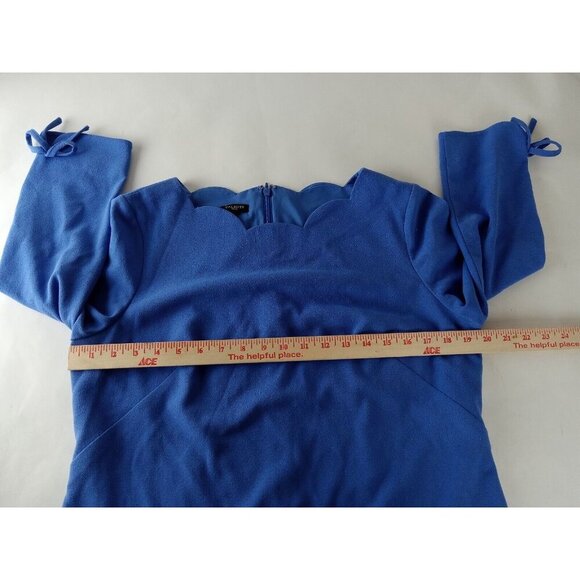 Talbots Womens Shift Dress Blue Lined Tie Bow Long Sleeve 12P Petite - Picture 9 of 13